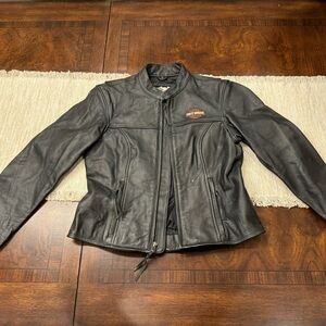 RARE Harley Davidson Women’s Leather Jacket M | Black Moto Biker Jacket Vintage
